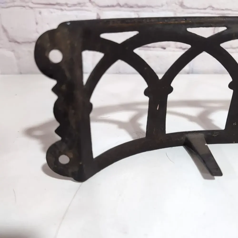 Vintage Cast Iron Pew Bible Hymnal Book Holder Wall Rack Art Deco Architectural